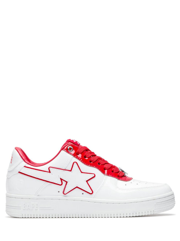 A Bathing Ape Bape Sta Patent Leather White Red – gangshoes