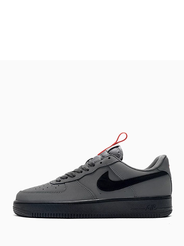 Nike Air Force 1 '07 Low – Iron Grey / Black with Red Pull Tab